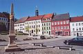 town square with post mile pillar (1728) (Marktplatz und Postmeilensäule (1728))