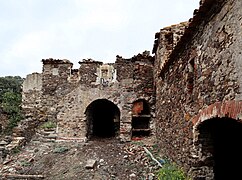 Detail of ruin Mas Pils, former estate of the monastery of Sant Quirze de Colera, Spain.