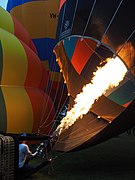 A jet of gas filling a balloon at the Canberra Balloon Spectacular