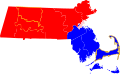 A map showing the current status of government each county in Massachusetts, based on information from Abolitions of some county governments section of the List of counties in Massachusetts article