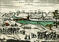 English: View of Hrodna by G. Bodenehr, 1709 Русский: Вид Гродно, 1709