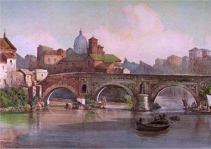 Ponte rotto ed isola tiberina by Roesler Franz