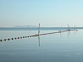 Sète vu depuis la rive de l'étang de Thau.