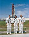 The prime crew of the Apollo 10 lunar orbit mission is photographed while at the Kennedy Space Center for pre-flight training.