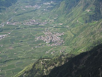 Partschins, Ortsteil Rabland und Nachbarort Plaus.