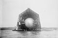 Zeppelin inside floating hangar