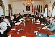 English: Reagan–Thatcher cabinet talks