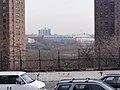 View of Yankee Stadium from the bottom of Coogan's Bluff.