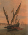the standard flying from an Algerine Xebec near Gibraltar, by Dominic Serres (1722-1793).