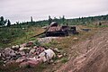 Finnish T-54 as a shooting target in the Rovajärvi shooting range