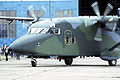 The first Sherpa C-23A accepted by the U.S. Air Force taxiing on the flightline during its official rollout ceremony