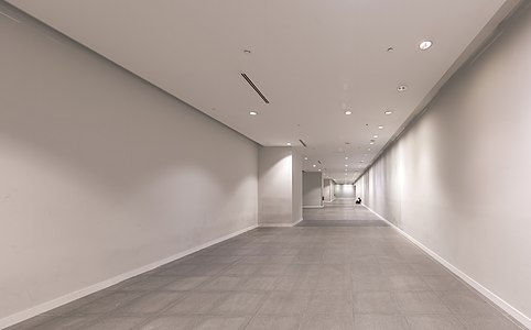 "Long_corridor_with_someone_sitting_on_the_floor_in_the_distance_at_Marina_Bay_MRT_Station_Singapore.jpg" by User:Basile Morin