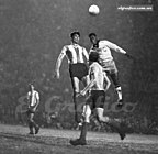 Antonio Rattín and Pelé jumping together to head the ball, during the match Brazil (0) v Argentina (3) at Pacaembu Stadium, São Paulo (3 June 1964)