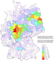 Distribution of the raccoon in Germany: Raccoons killed or found dead by hunters in the hunting years 2000/01, 01/02 and 02/03 in the administrative districts of Germany
