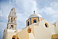 The Catholic Cathedral (dedicated to St. John the Baptist) situated in the Catholic quarter of Fira, Fira, Santorini island (Thira), Greece