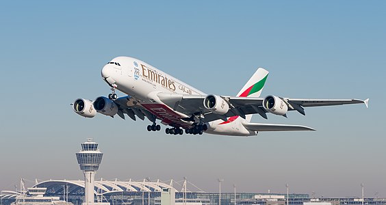 Emirates Airbus A380-861 at Munich Airport