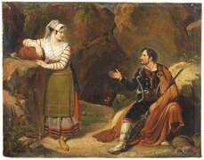 Italian Woman Making Conversation With a Brigand (unknown date) - Attributed
