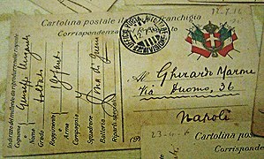 Post-cards by Giuseppe Ungaretti to Gherardo Marone, dated 1916, during First World War - Temporary exhibition - Naples, National Library (31090443182).jpg