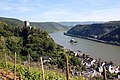 Burg Gutenfels (left) above Kaub, Germany with Burg Pfalzgrafenstein in the background