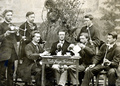 Picture taken in 1865 during his years of study at the university of Göttingen. Eucken (middle) with members of his fraternity Frisia.