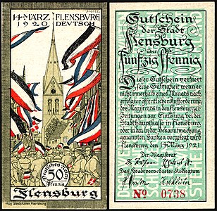 50 Pfennig, Notgeldschein der Stadt Flensburg, 1921