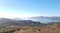 Looking down at Paradise Cay, with San Francisco Bay in the far background, from Ring Mountain in Tiburon, California