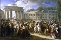 1806 - Deutsch: Einzug Napoleons an der Spitze seiner Truppen durch das Brandenburger Tor, nach der siegreichen Schlacht bei Jena und Auerstedt. Berlin