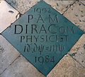 Dirac's commemorative marker in Westminster Abbey with engraved the inscription of the Dirac equation