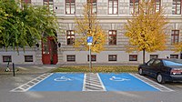 Disabled parking signs (Budapest, Ludovika tér).jpg