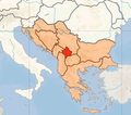 Kosovo (red) in Balkans