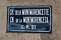 Plaque de rue bilingue : Camin de la Montmorenceta