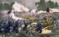 The battle of Gettysburg, Pa. July 3d. 1863, Hand-colored lithograph by Currier and Ives