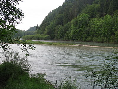 Loisachmündung bei Wolfratshausen, Isar.