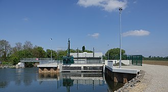 Micro hydroelectric power plant in Colmar from upstream