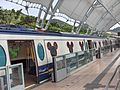 Train stopping at Sunny Bay station.