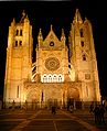 Leon cathedral at night