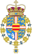 Coat of arms of Frederik André Henrik Christian of Denmark as Knight Collar of the Royal Order of the Seraphim (Sweden)