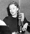 Eve Arden with the Armed Forces Radio Service, c. 1940s. (cropped version)