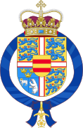 Coat of arms of Frederik of Denmark with the Grand Cross of the Chilean Order of Merit