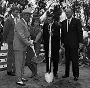 Gene Autry, Pat Wymore, Chuck Chandler and Del E. Webb at groundbreaking for Angel Stadium.jpg