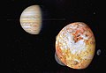 Jupiter and Io as seen by Voyager 1.