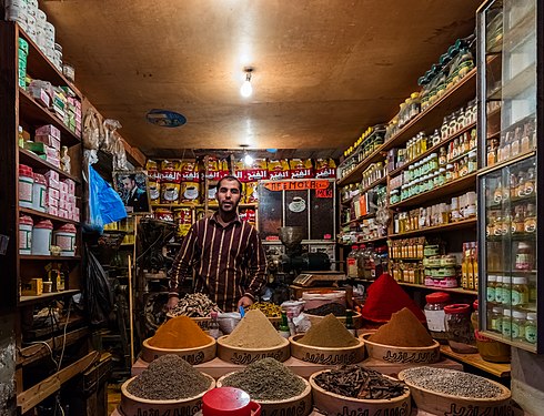 Grocery and cosmetics shop in the April 9th 1947 Square, better known as Grand Socco, Tangier, Morocco.