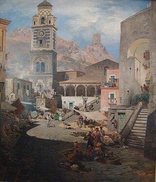 Marktplatz von Amalfi (Oswald Achenbach), 1876