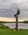 Beeld van Heilige Christoffel in Broekhuizen (Horst aan de Maas) in provincie Limburg in Nederland.