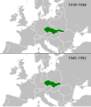 Location of Czechoslovakia in Europe