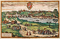 English: View of Hrodna, 1575 Русский: Вид Гродно на немецкой гравюре, 1575