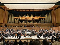 The London Philharmonic Orchestra before a concert