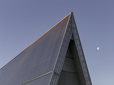 Roof detail of Cardboard Cathedral, Christchurch, New Zealand