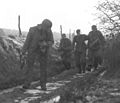 Battle of the bulge - Bra, Belgium - While digging in on front line positions just outside of Bra, soldiers of Co H, 3rd Bn, 504th Para Inf Regt, 82nd A/B Div., met a patrol of Nazi SS troopers who were on reconnaissance. In the resulting clash several of the Germans were killed but one SS trooper was captured and brought back into American lines. 25 December 1944