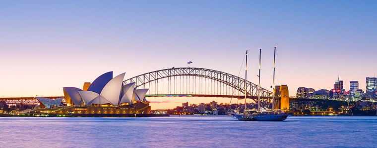 "Sydney_Opera_House_and_Harbour_Bridge_Dusk_(3)_2019-06-21.jpg" by User:Benh